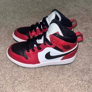 Red and black Jordan 1’s retro size 11c no rips or tears no box great condition